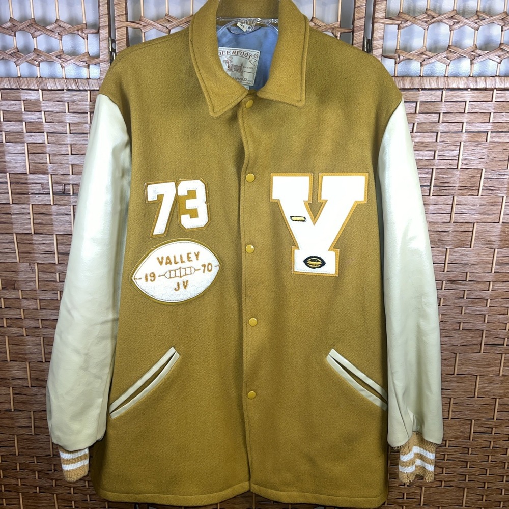 VTG Wool And Leather Deerfoot Sports Apparel Size 44 USA 70's Lettermen Jacket